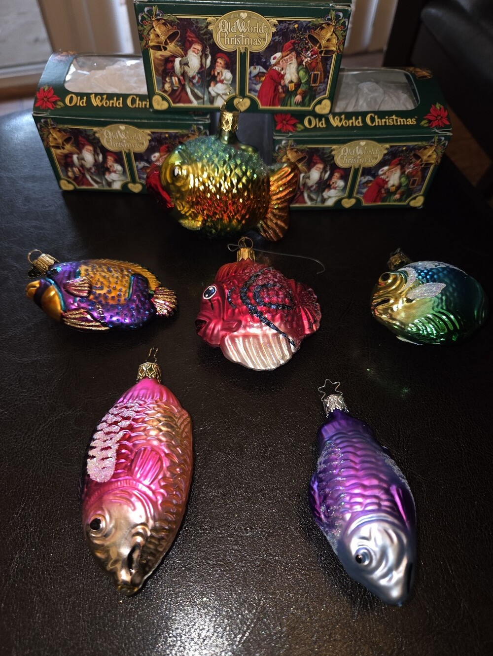 Glass Fish Christmas Ornaments- Set Of 6